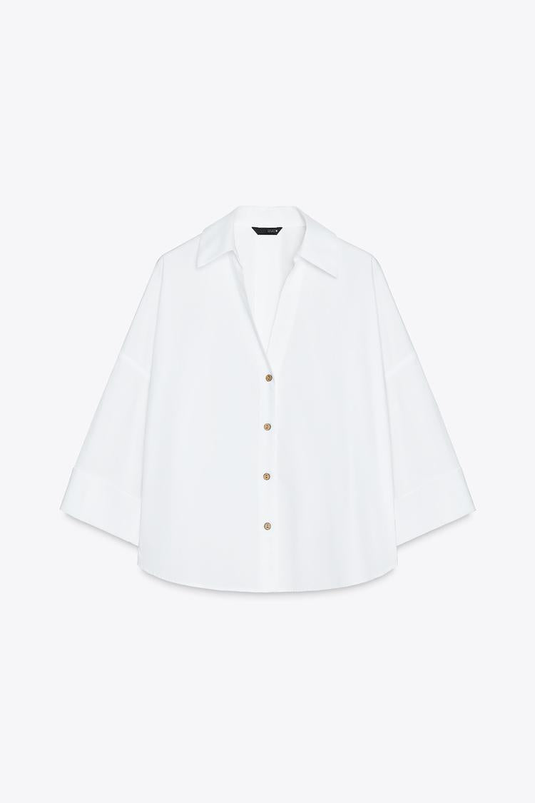 CHEMISE EN POPELINE À MANCHES AMPLES