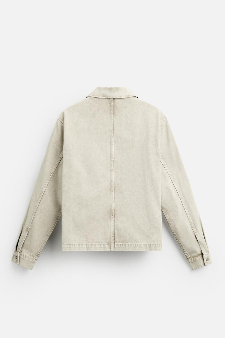 Cropped denim overshirt