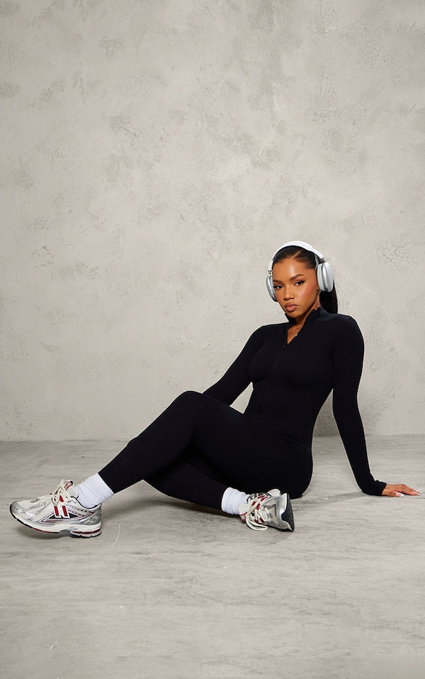 COMBINAISON STRUCTURÉE CÔTELÉE DÉTAIL CONTOURS À ZIP