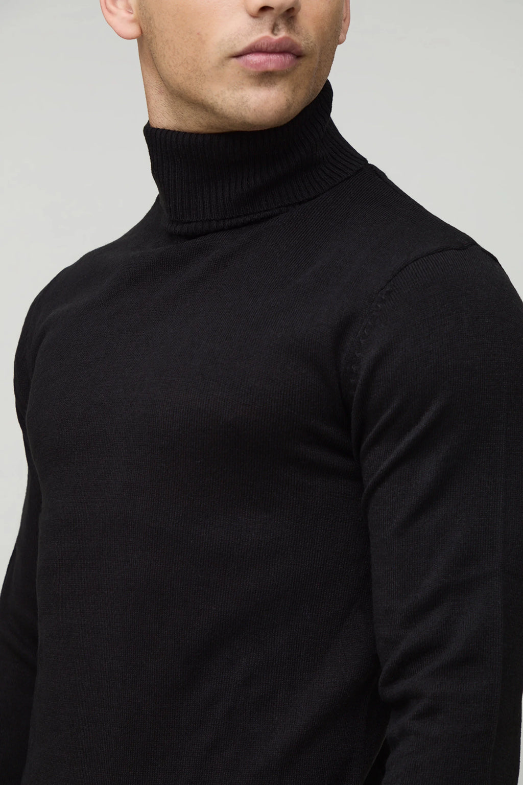 MUSCLE FIT ROLL NECK KNITTED JUMPER