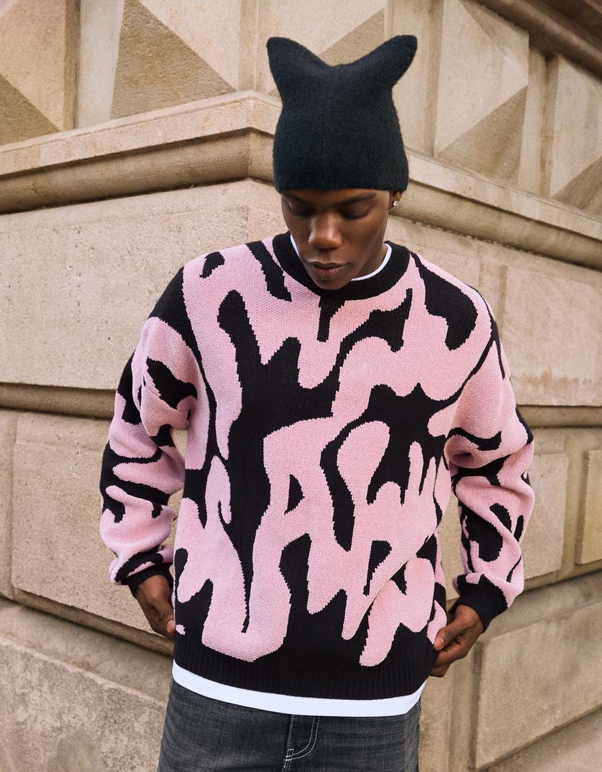 Pull chenille imprimé