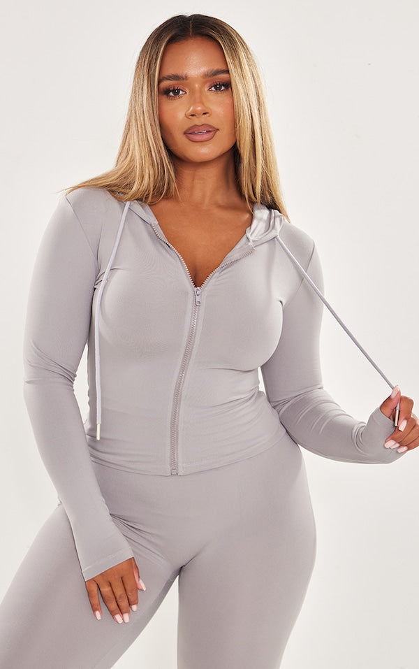 SHAPE HOODIE SCULPT GRIS À ZIP