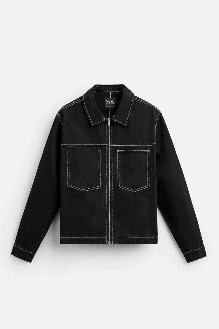 Surchemise à surpiqûres en contraste