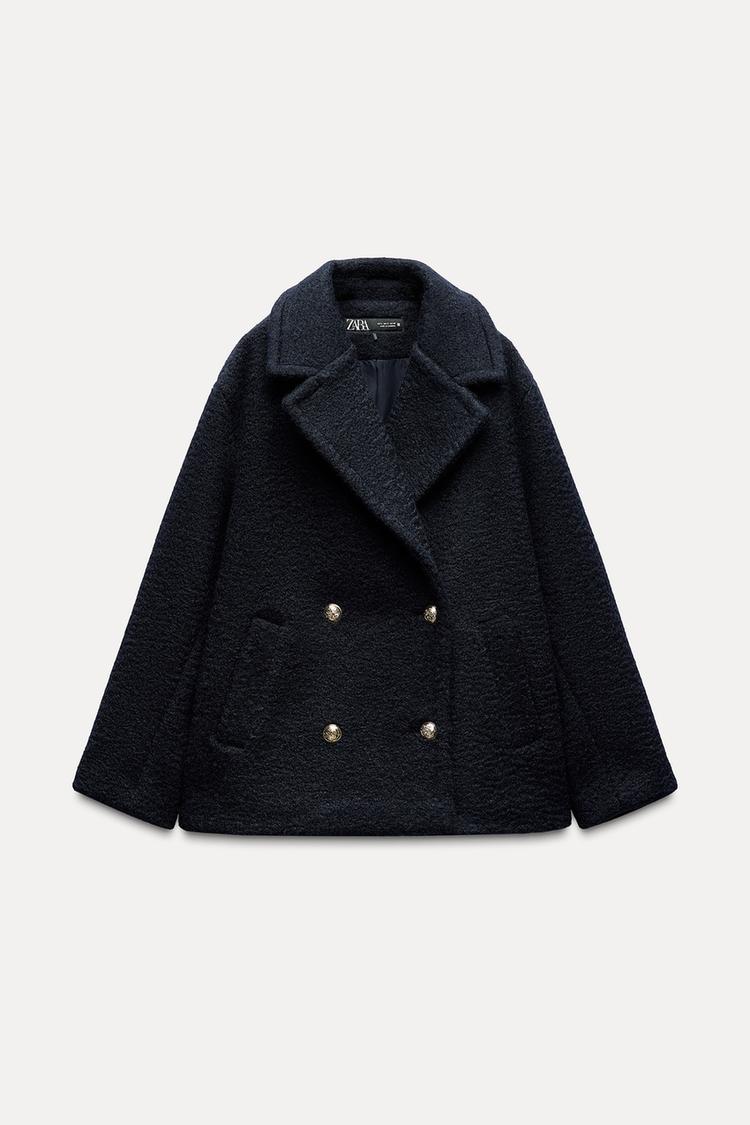 Manteau mis long bouclé - Noir