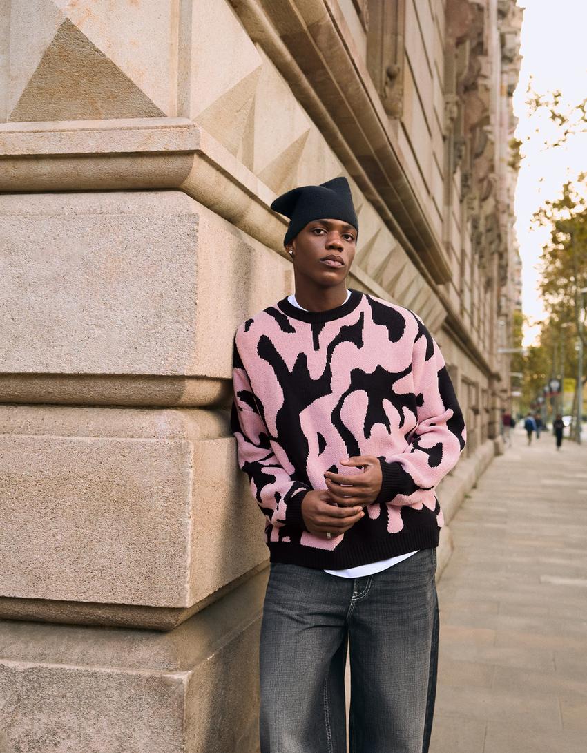 Pull chenille imprimé