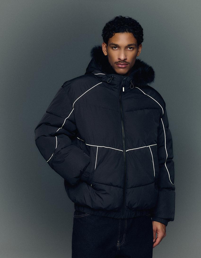 BLOUSON TECHNIQUE À CAPUCHE FAUSSE FOURRURE