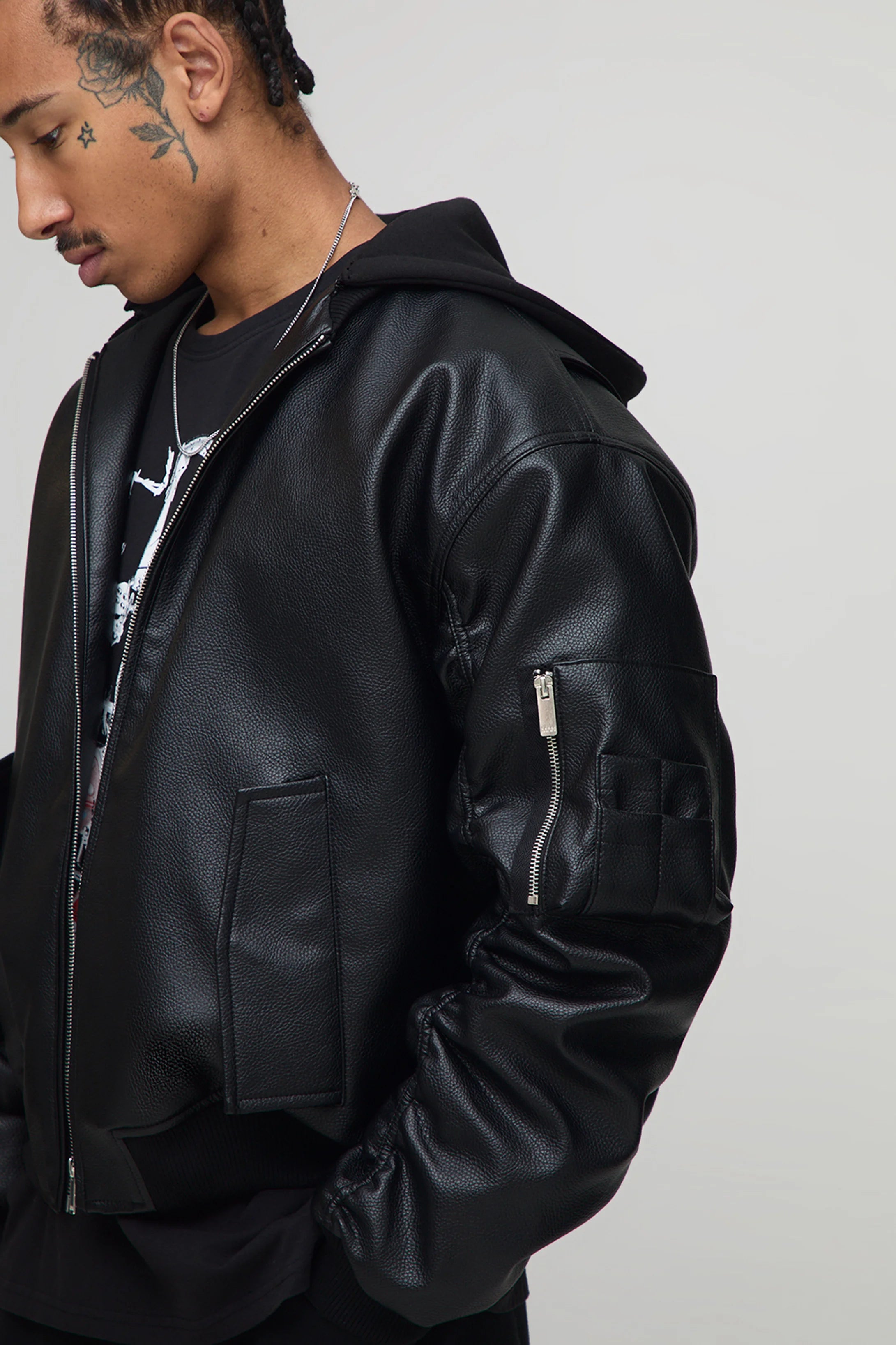 BOMBER OVERSIZE À CAPUCHE EN JERSEY TEXTURÉ