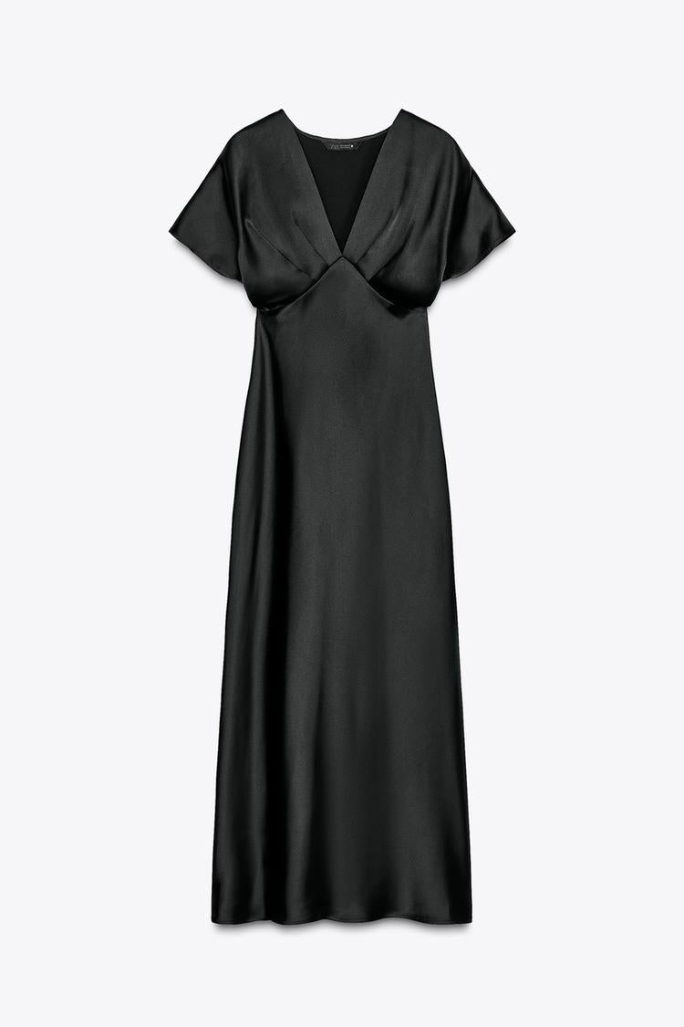 Robe mi-longue satinée - Noir