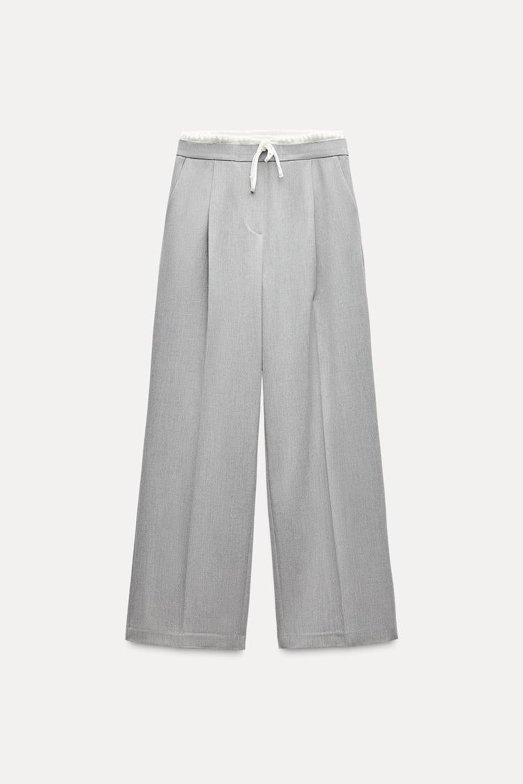 Pantalon large a taille double - Gris anthracite