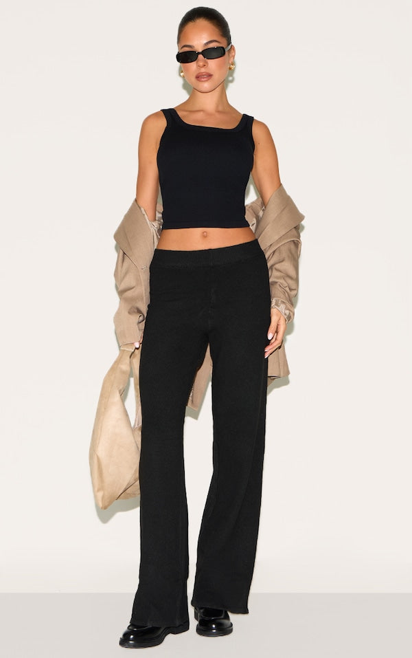 DÉBARDEUR CÔTELÉ BLANC À COL ROND