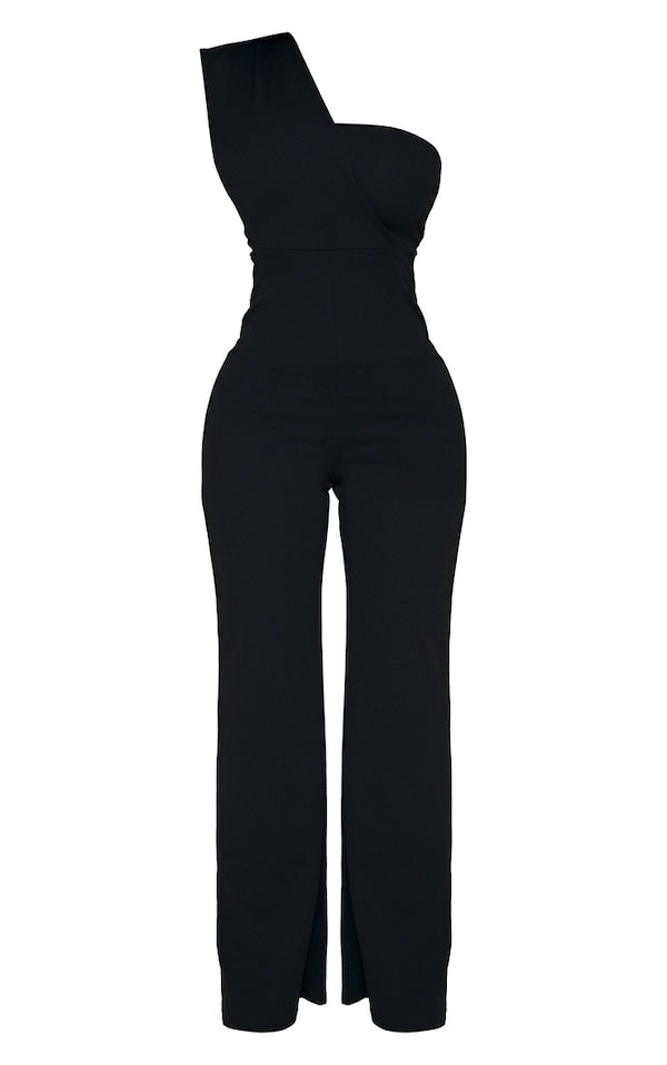 PETITE COMBINAISON NOIR PROFOND DRAPÉE À BRETELLE UNIQUE