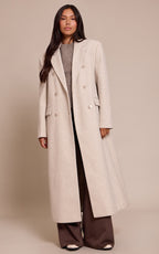 MANTEAU OVERSIZE STRUCTURÉ GRIS CHAMPIGNON À DOUBLE BOUTONNIÈRE