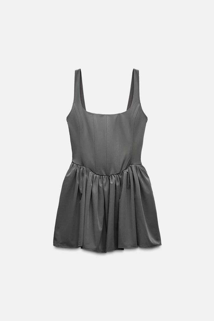 Robe style corset a plis - Noir