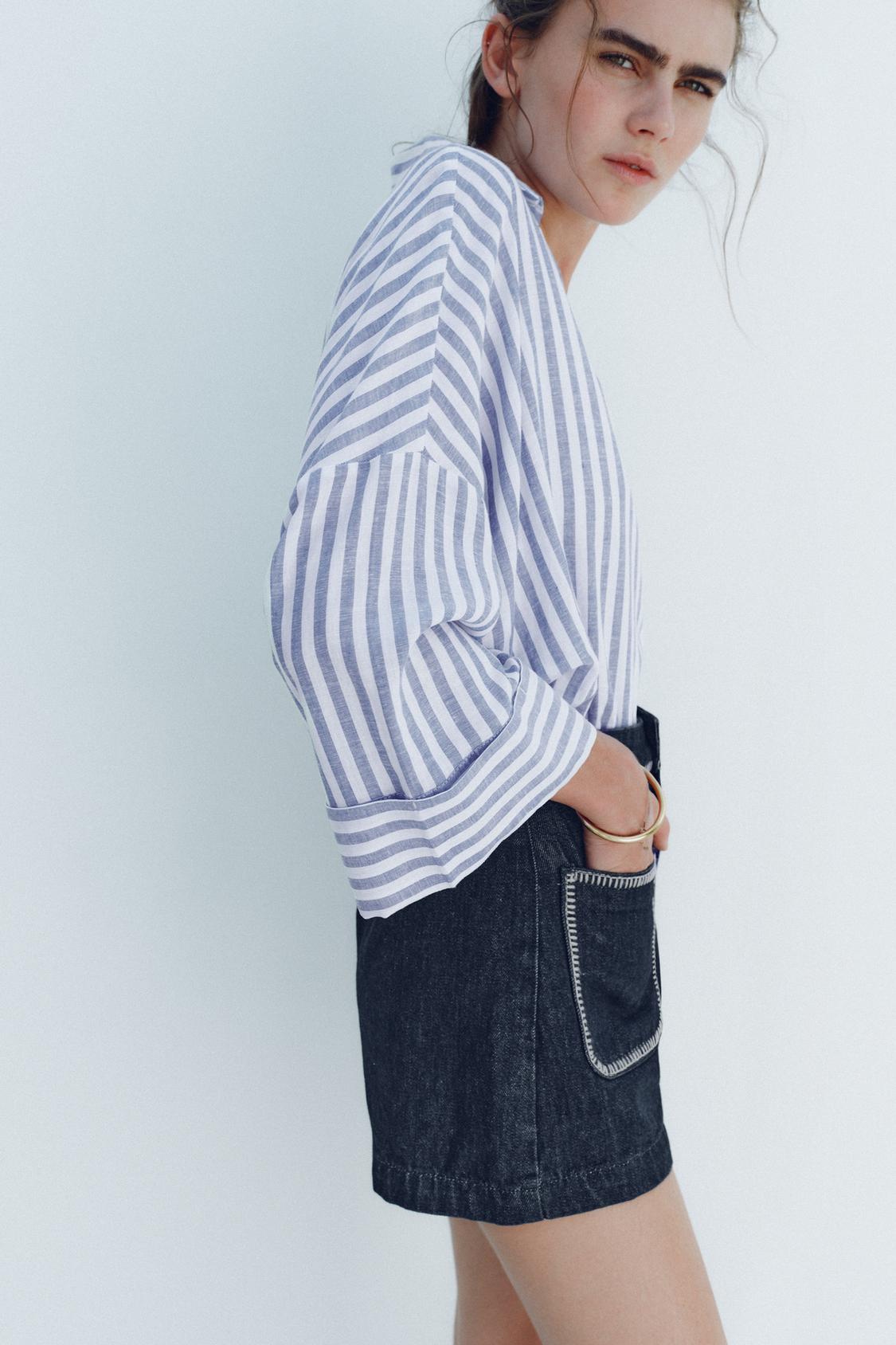 CHEMISE MANCHE LARGE AVEC LIN