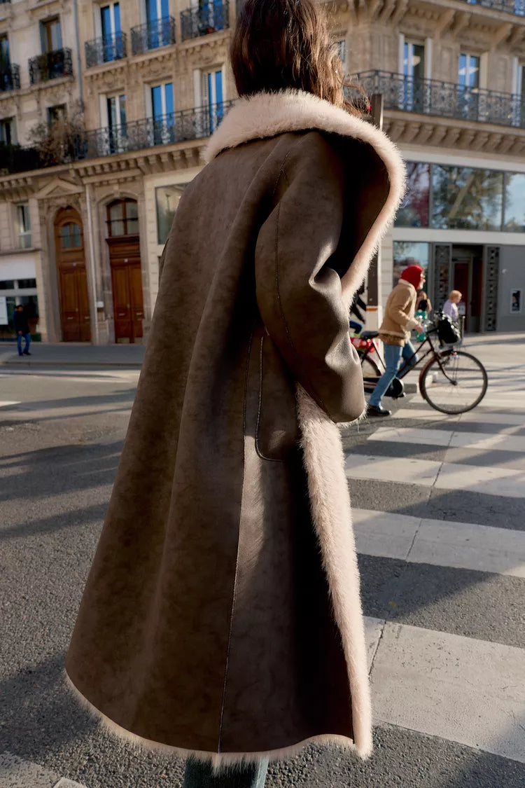 MANTEAU RÉVERSIBLE DOUBLE FACE EFFET FOURRURE