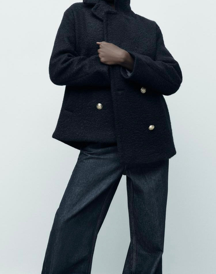 Manteau mis long bouclé - écru