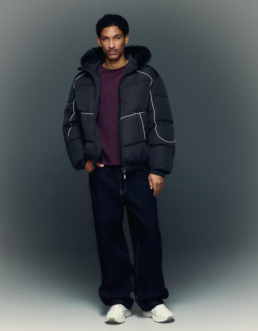 BLOUSON TECHNIQUE À CAPUCHE FAUSSE FOURRURE