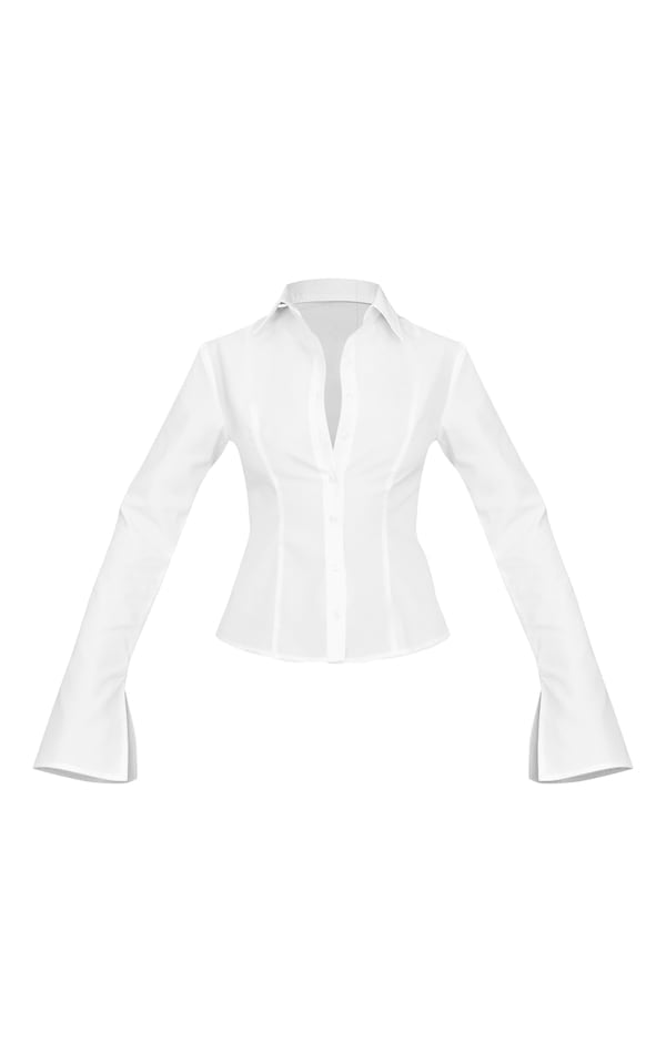 CHEMISE CINTRÉE BLANCHE À COUTURES STRUCTURANTES