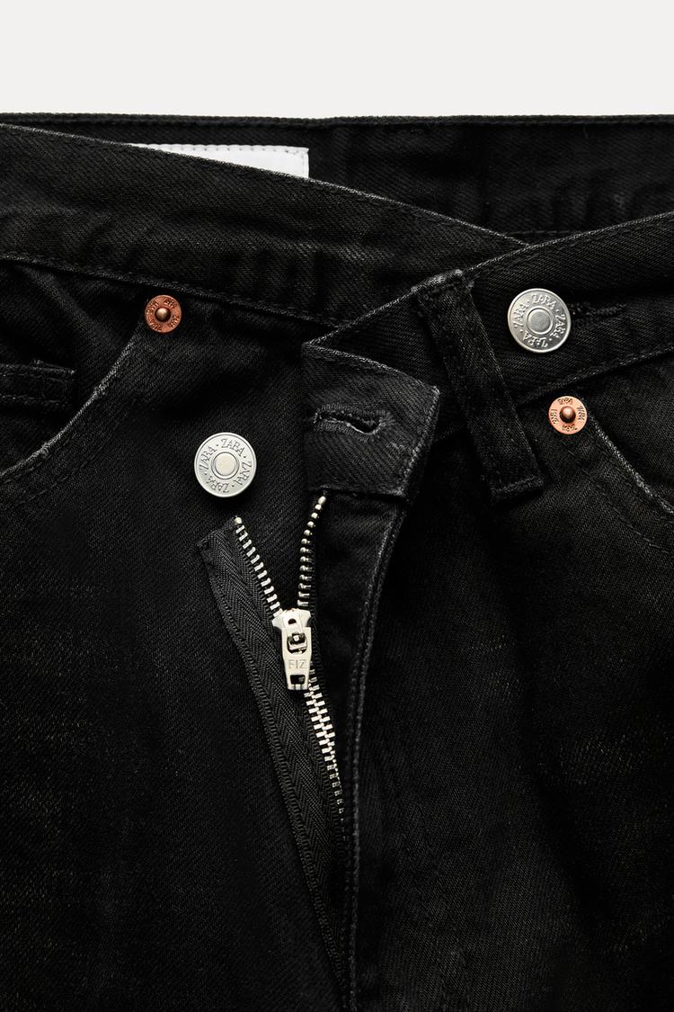 Jean trf wide leg cinturilla cruzada taille haute - Bleu soutenu