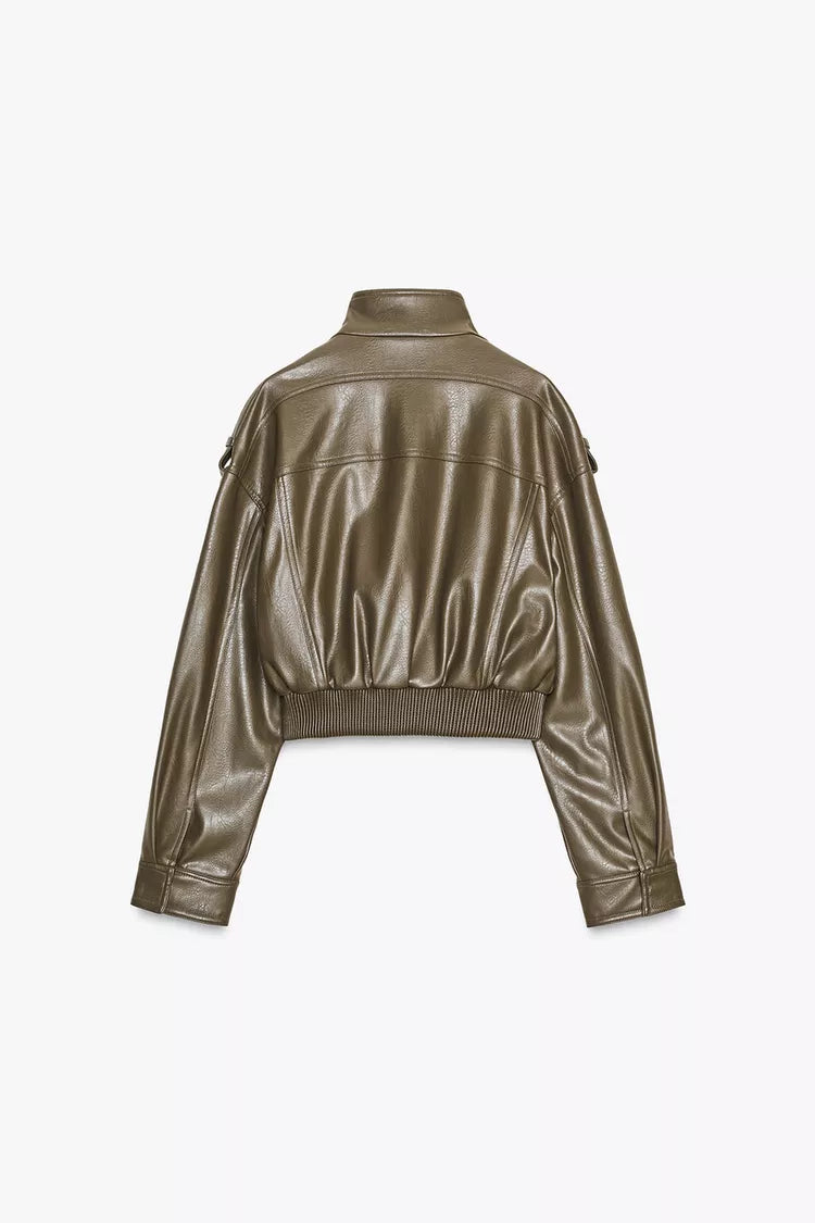 BLOUSON COURT MATIÈRE SYNTHÉTIQUE