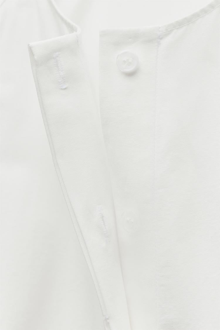 Robe en popeline a rayures - Blanc