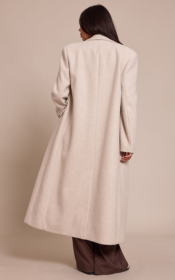 MANTEAU OVERSIZE STRUCTURÉ GRIS CHAMPIGNON À DOUBLE BOUTONNIÈRE