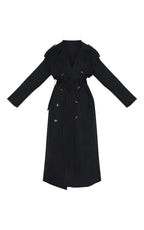 TRENCH CEINTURÉ NOIR À DOUBLE BOUTONNIÈRE