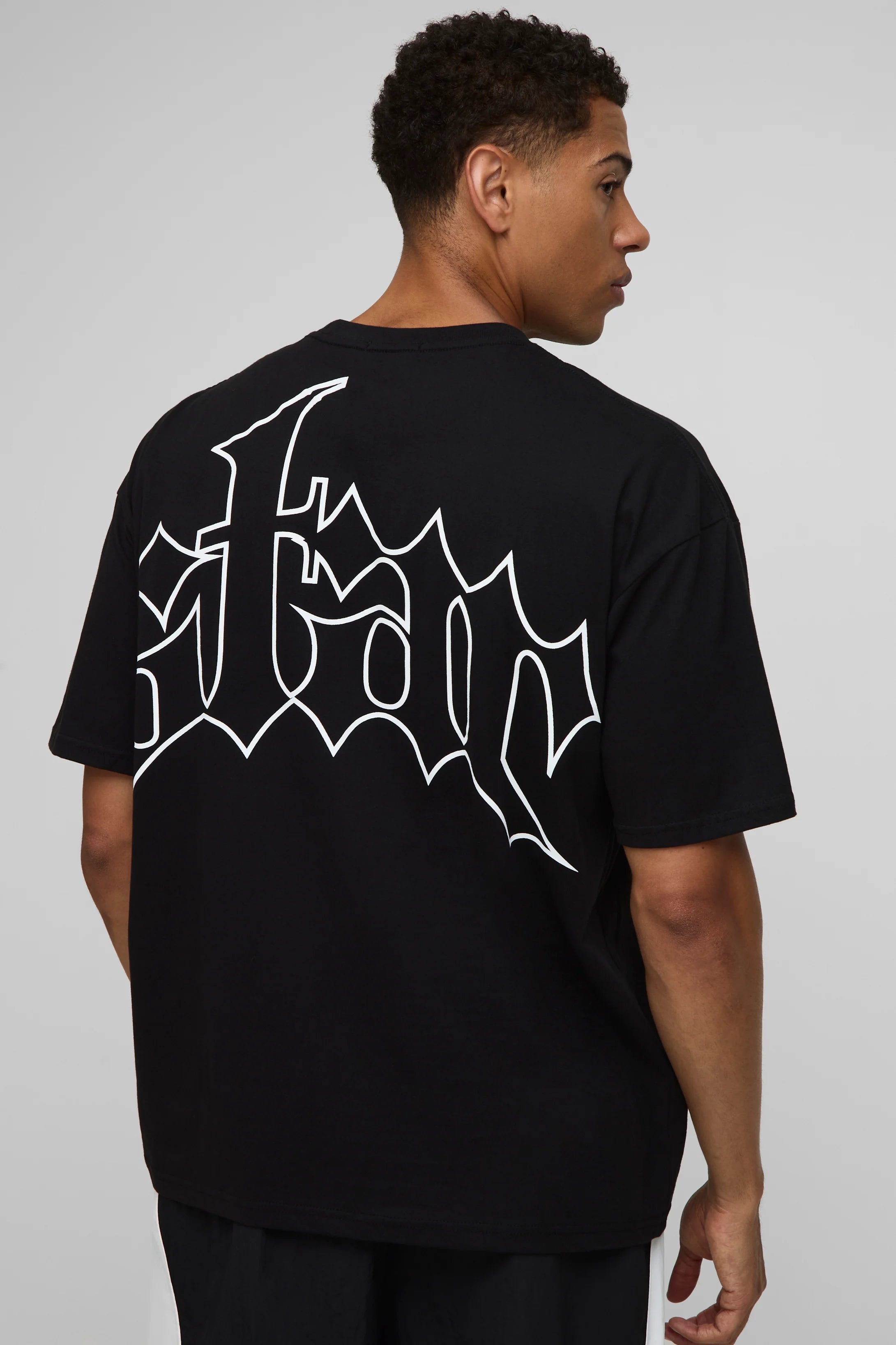 T-Shirt Oversize Noir À Imprimé Étoiles