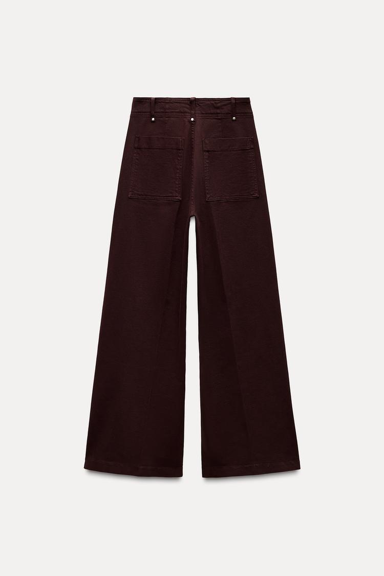 Jean coupe droite large et taille haute - Bordeaux