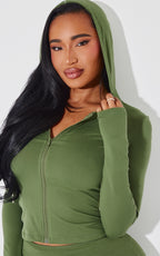SHAPE HOODIE SCULPT KAKI À ZIP