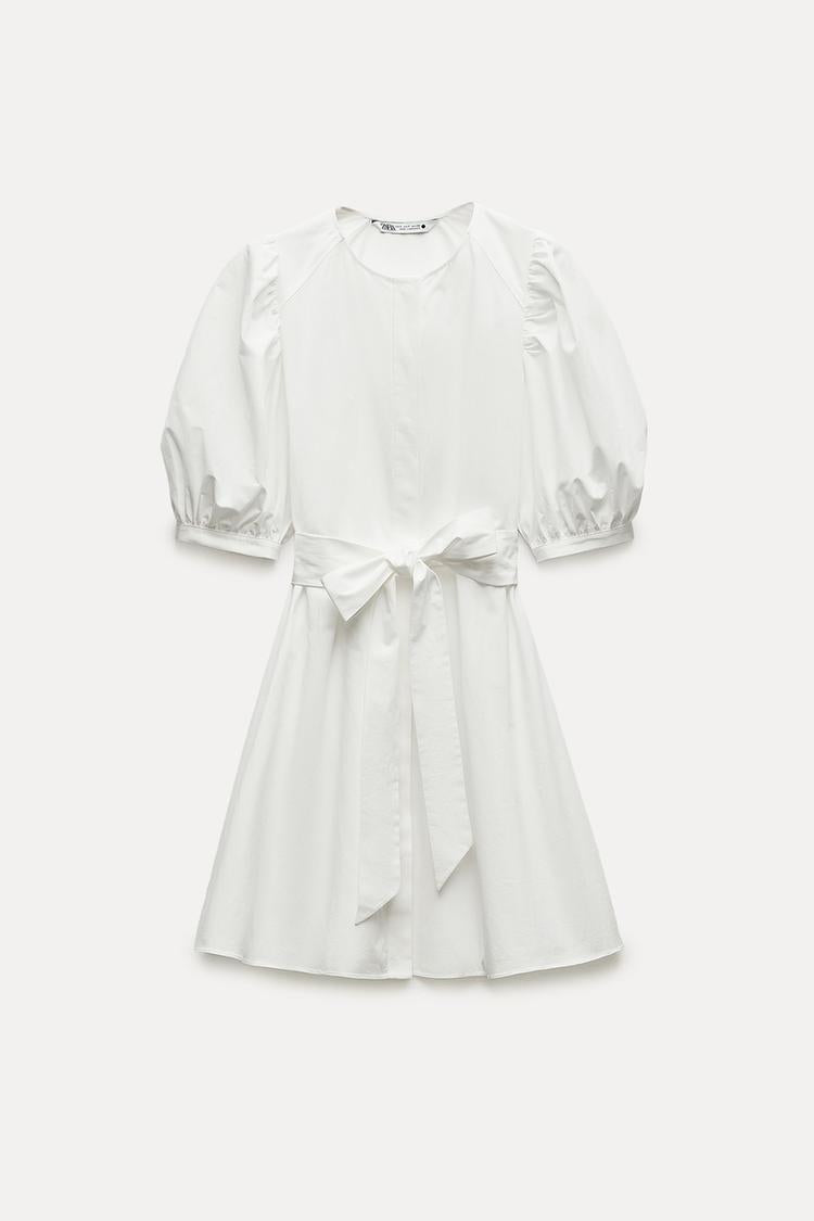 Robe en popeline a rayures - Blanc
