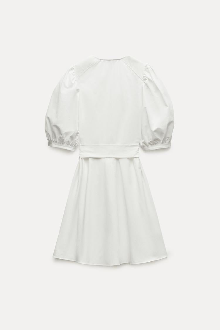 Robe en popeline a rayures - Blanc