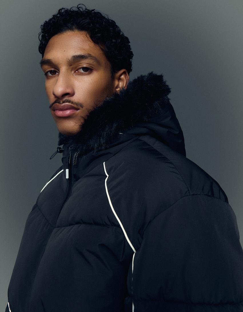 BLOUSON TECHNIQUE À CAPUCHE FAUSSE FOURRURE