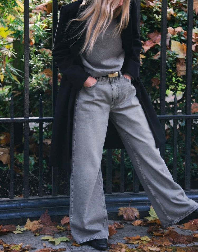 Jean z1975 à coupe large et taille haute - Gris