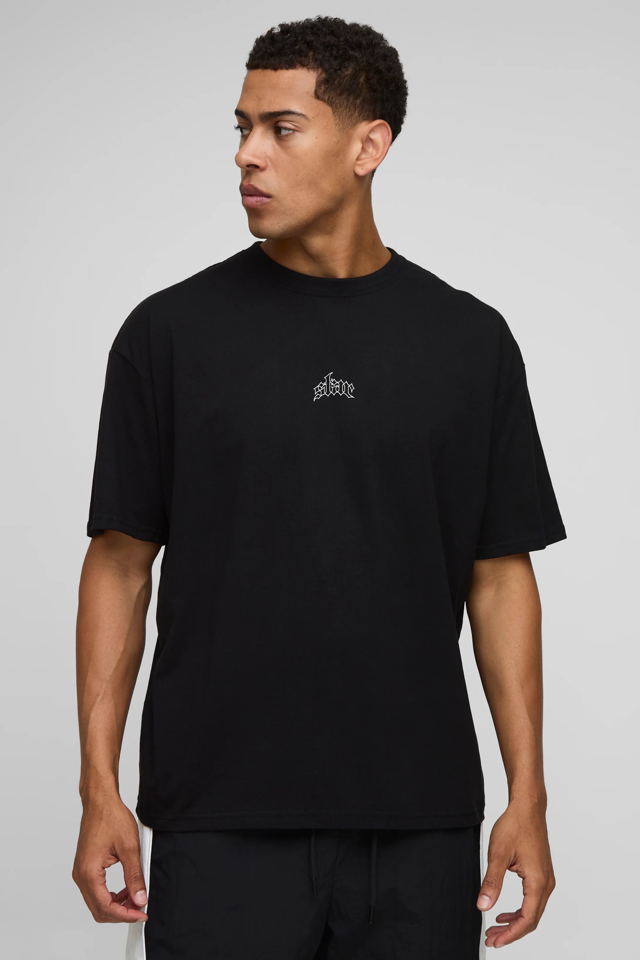 T-Shirt Oversize Noir À Imprimé Étoiles