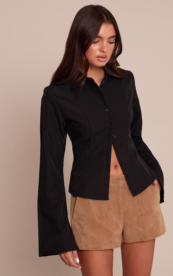 CHEMISE CINTRÉE BLANCHE À COUTURES STRUCTURANTES