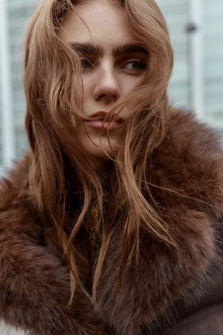 VESTE RÉVERSIBLE DOUBLE FACE EFFET FOURRURE