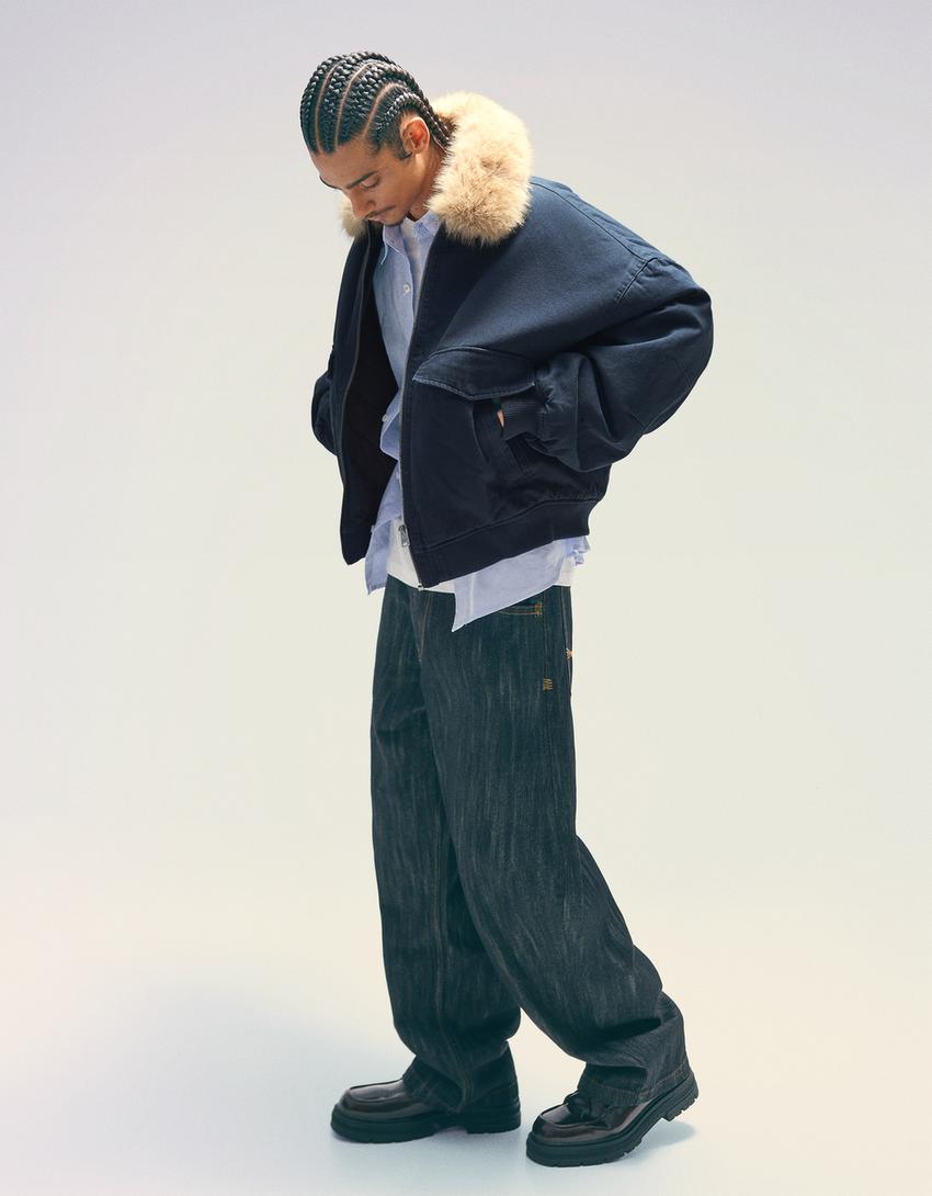 BLOUSON COL FAUSSE FOURRURE