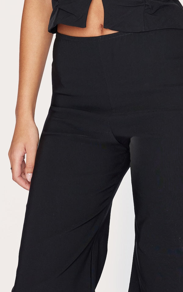 TALL PANTALON NOIR À TAILLE BASSE ET CORDONS AJUSTABLES
