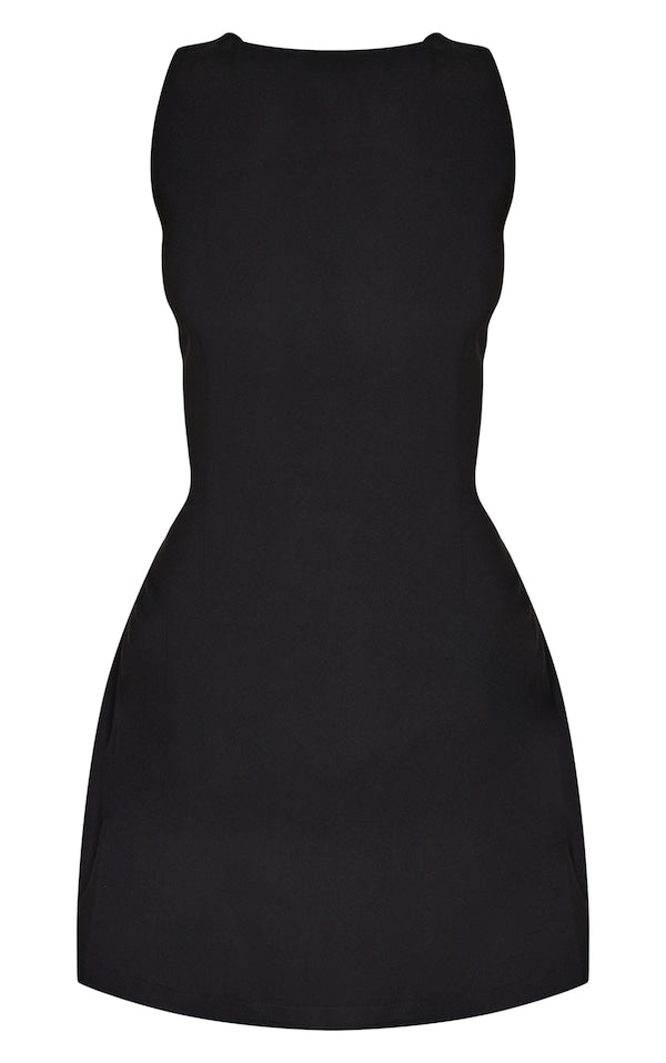 PETITE MINI ROBE TISSÉE NOIRE À DOS NU