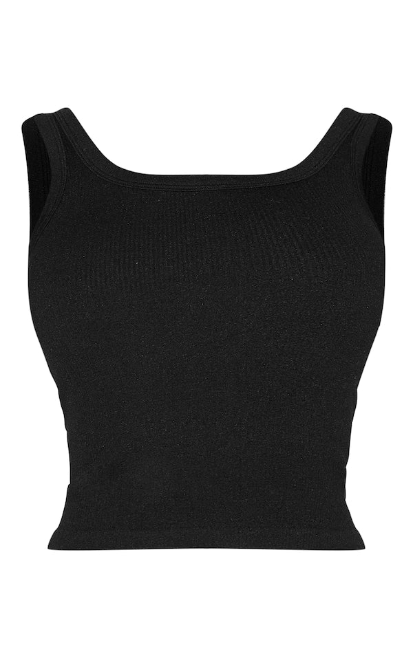 DÉBARDEUR CÔTELÉ BLANC À COL ROND