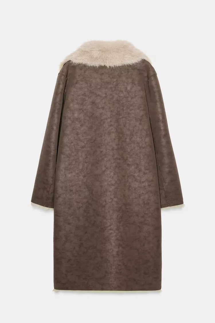 MANTEAU RÉVERSIBLE DOUBLE FACE EFFET FOURRURE