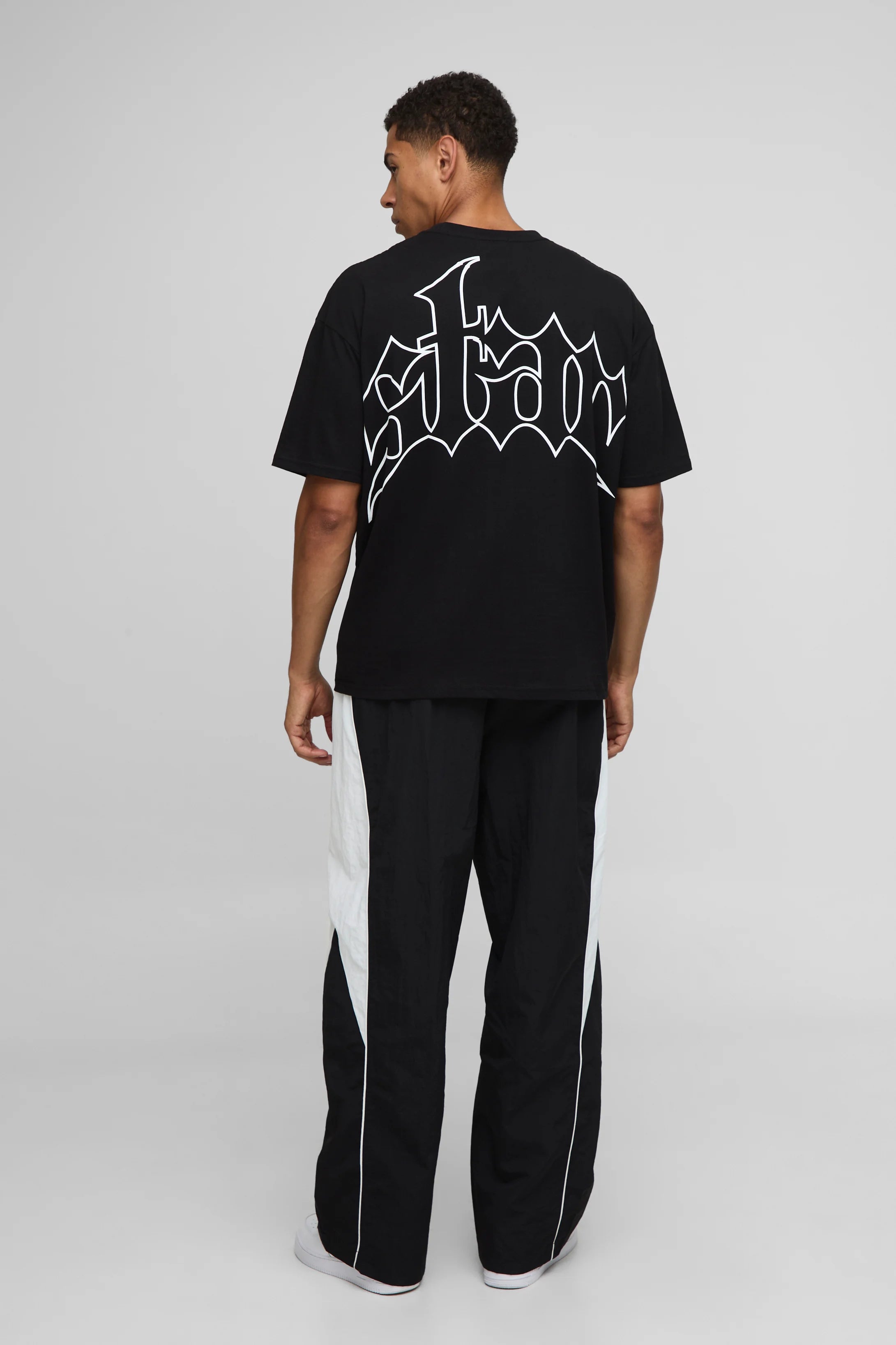 T-Shirt Oversize Noir À Imprimé Étoiles