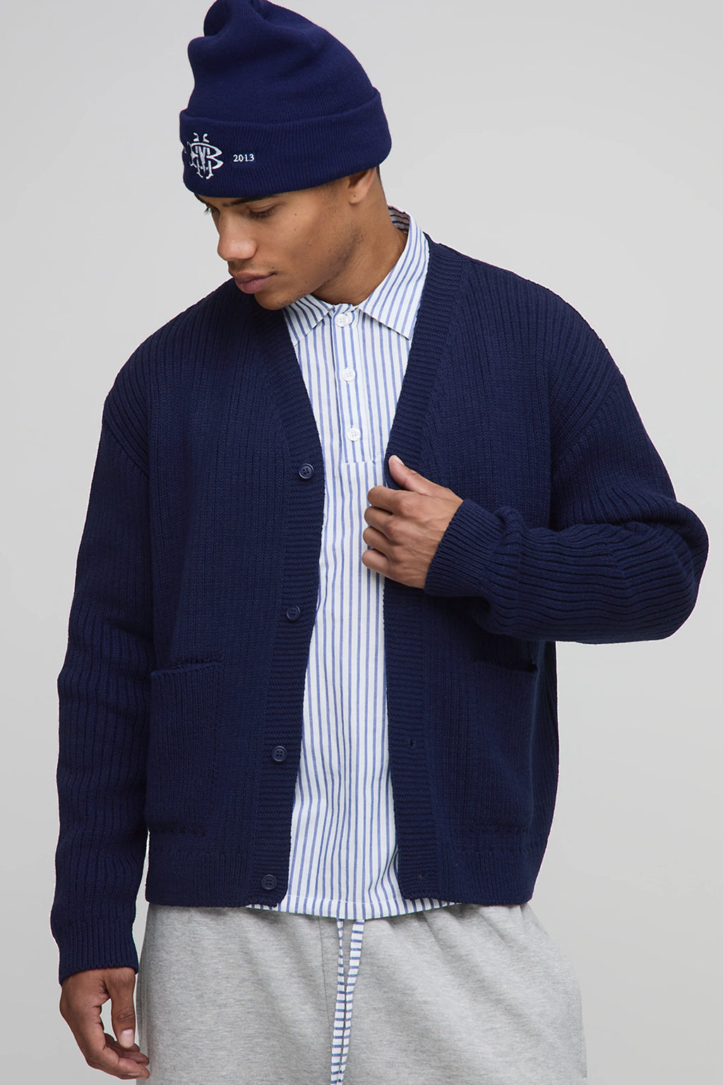 CARDIGAN OVERSIZE EN MAILLE CÔTELÉE ÉPAISSE