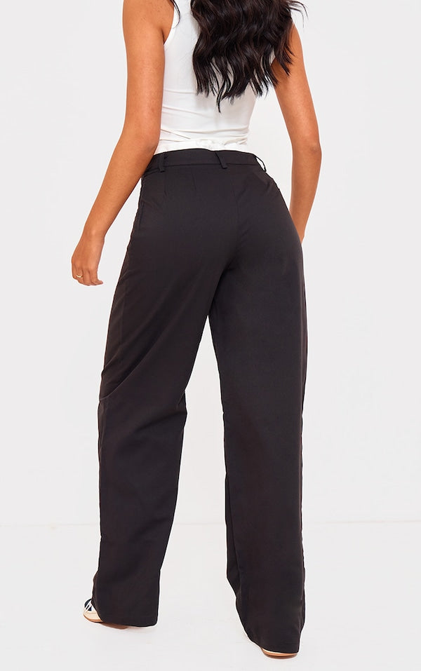 TALL PANTALON DE TAILLEUR NOIR TISSÉ DOUBLÉ À LA TAILLE