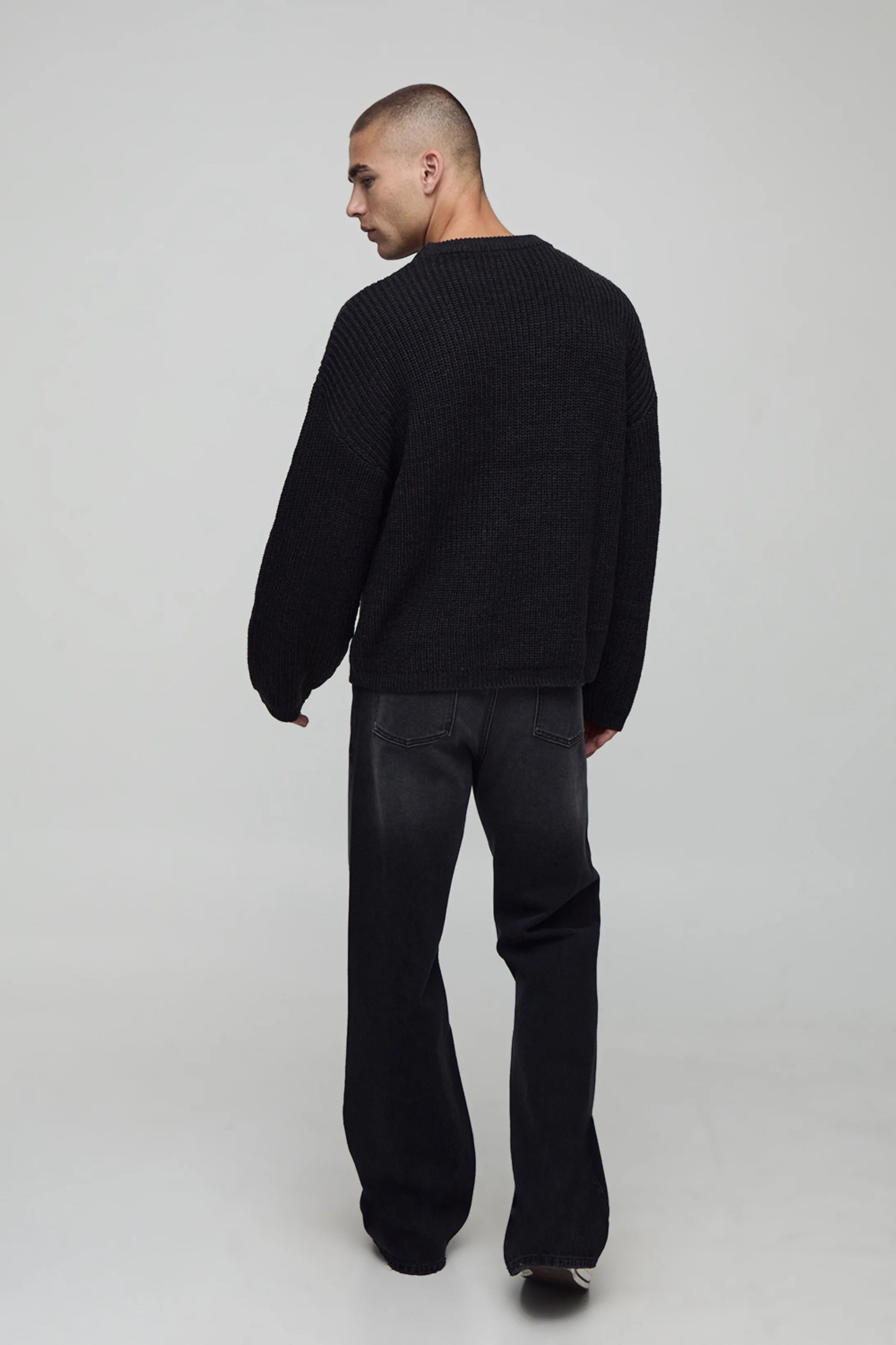 BOXY FIT RIBBED KNITTED JUMPER