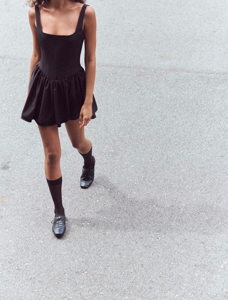 Robe style corset a plis - Noir