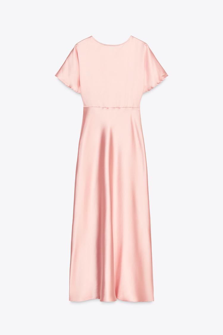 Robe mi-longue satinée - Rose