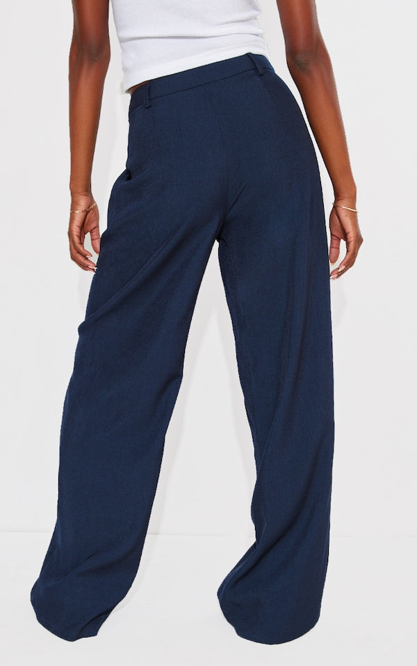 TALL PANTALON LARGE BLEU MARINE À TAILLE HAUTE