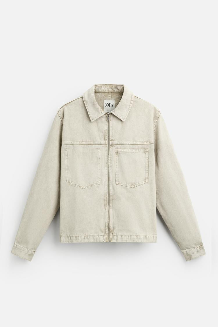 Cropped denim overshirt